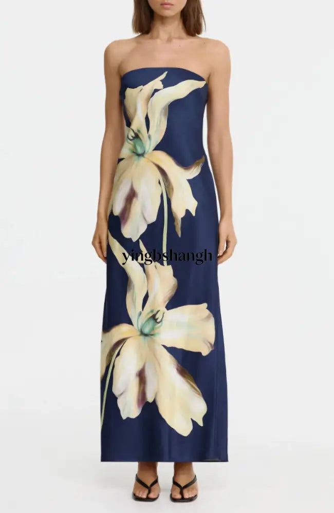 Mora Strapless Dress - Midnight Lilium / 4 - Maxi Dress