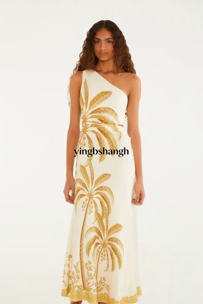 VESTIDO MAXI ONE SHOULDER PAISAJE TROPICAL - Dress