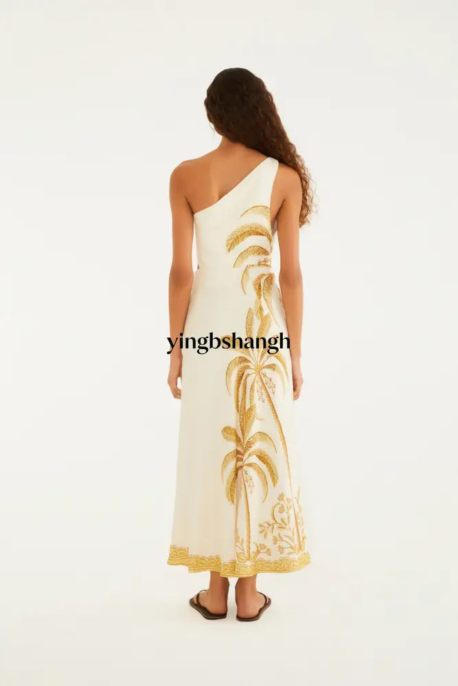 VESTIDO MAXI ONE SHOULDER PAISAJE TROPICAL - Dress