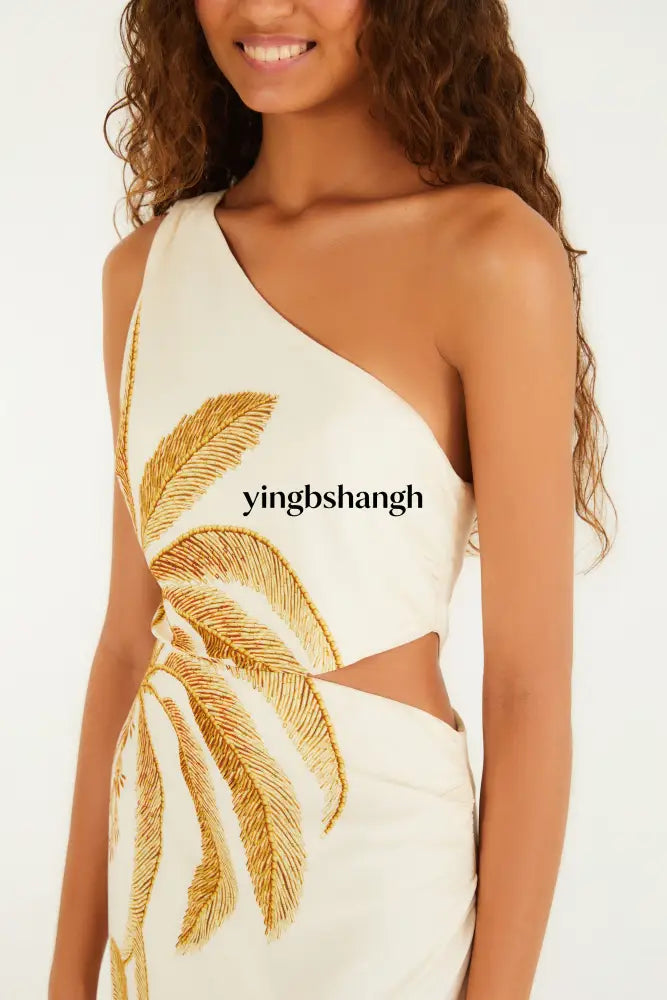 VESTIDO MAXI ONE SHOULDER PAISAJE TROPICAL - Dress