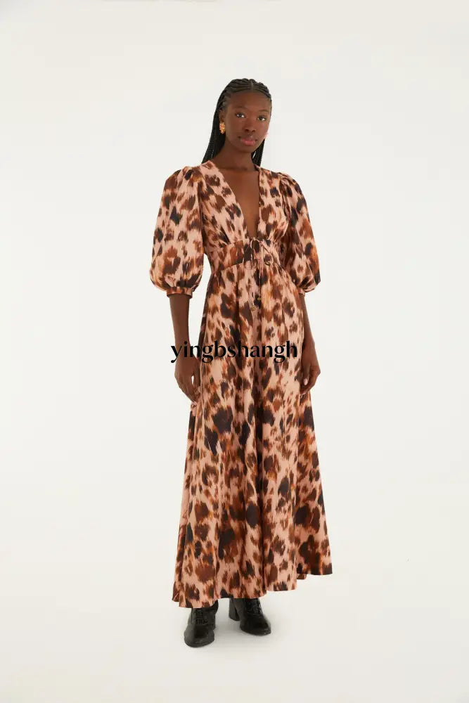 VESTIDO MAXI RISQUINHO DE ONCA - Dress